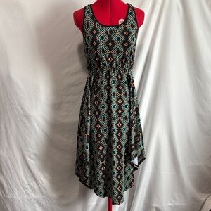 Xhilaration Black and Teal High Low Dress